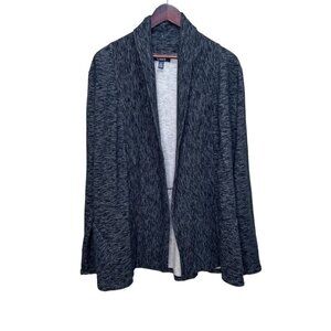 CHAPS Denim Open Front Fleece  Cardigan Sweater Size XL